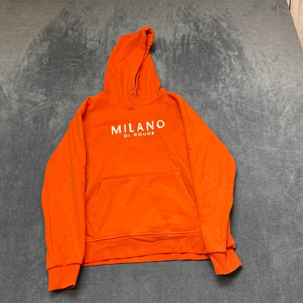 Milano Di Rouge Hoodie Women 2XL Orange Fleece Lined Ribbed Hem Kangaroo Pockets